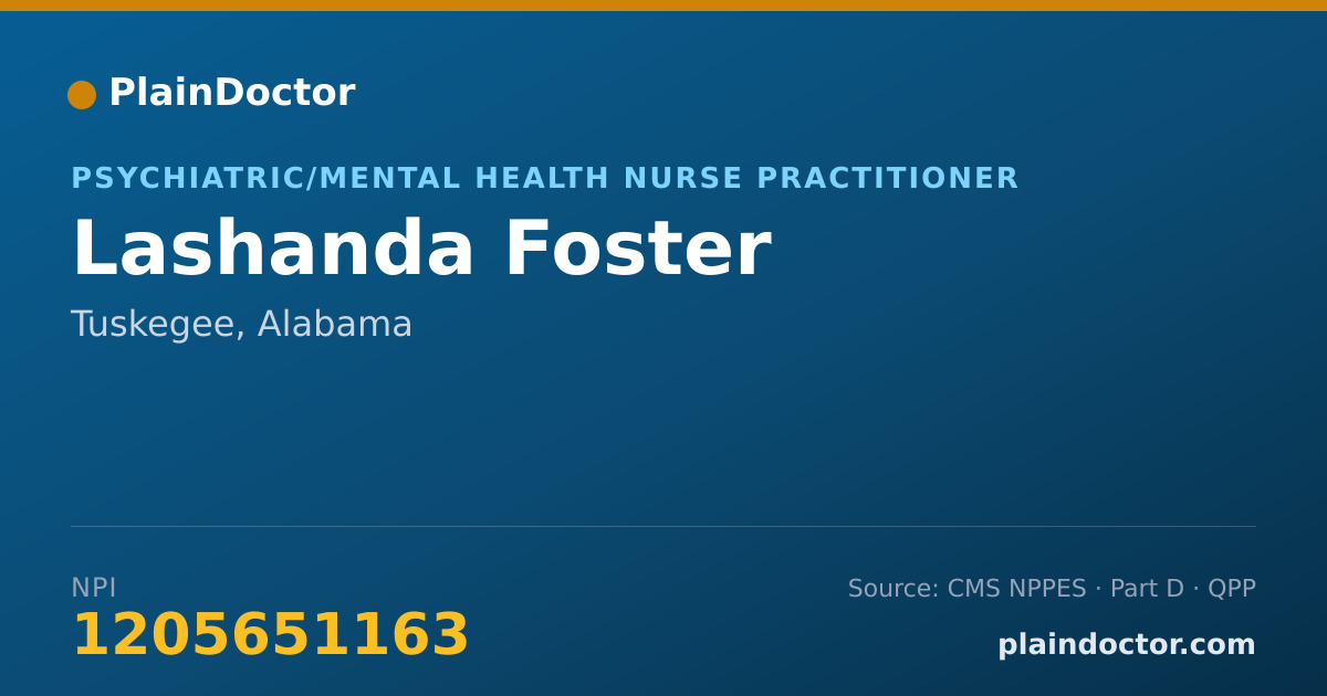 Shareable card for Lashanda Foster - Psychiatric/Mental Health Nurse Practitioner, Tuskegee, AL