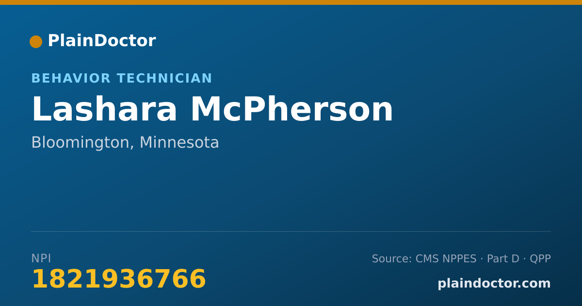 Shareable card for Lashara McPherson - Behavior Technician, Bloomington, MN
