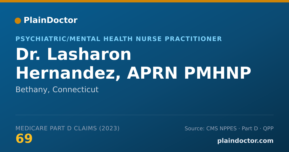 Shareable card for Lasharon Hernandez, APRN PMHNP - Psychiatric/Mental Health Nurse Practitioner, Bethany, CT