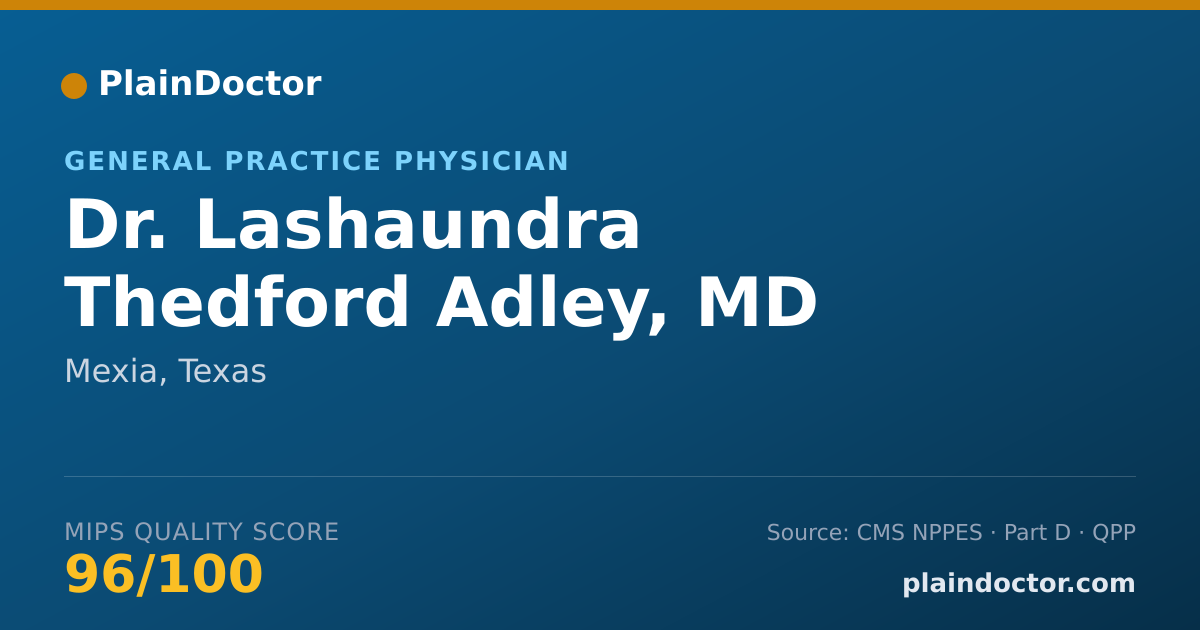 Shareable card for Lashaundra Thedford Adley, MD - General Practice Physician, Mexia, TX