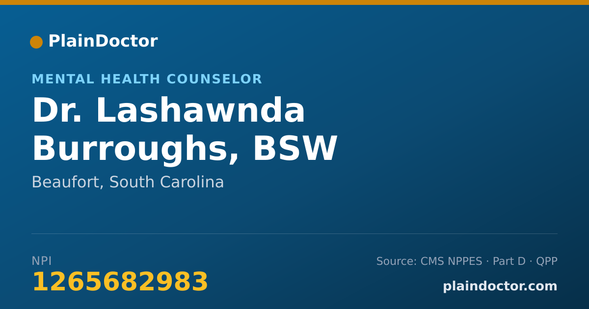 Shareable card for Lashawnda Burroughs, BSW - Mental Health Counselor, Beaufort, SC
