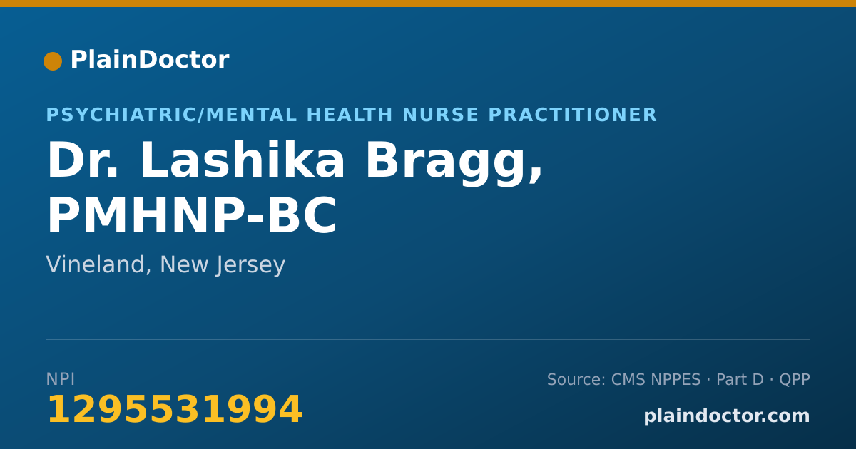 Shareable card for Lashika Bragg, PMHNP-BC - Psychiatric/Mental Health Nurse Practitioner, Vineland, NJ