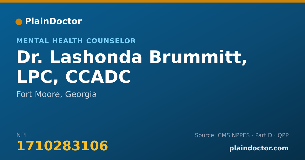 Shareable card for Lashonda Brummitt, LPC, CCADC - Mental Health Counselor, Fort Moore, GA