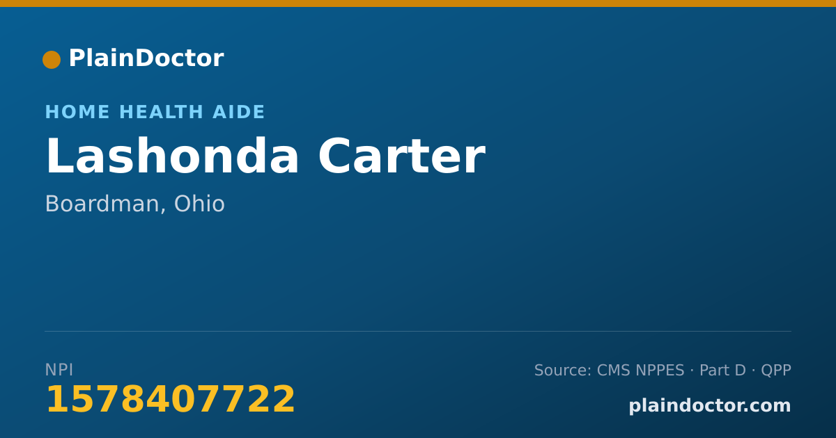 Shareable card for Lashonda Carter - Home Health Aide, Boardman, OH