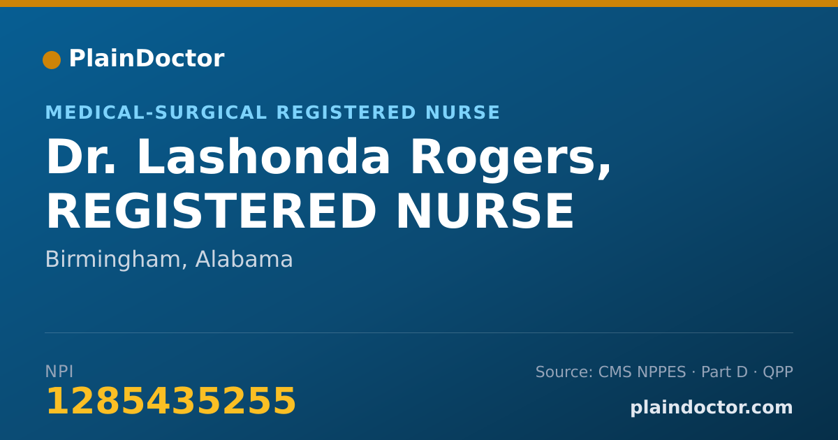 Shareable card for Lashonda Rogers, REGISTERED NURSE - Medical-Surgical Registered Nurse, Birmingham, AL