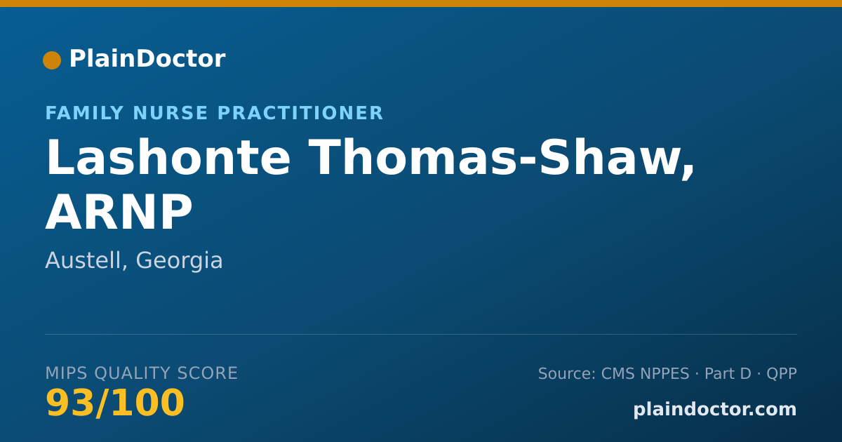 Shareable card for Lashonte Thomas-Shaw, ARNP - Family Nurse Practitioner, Austell, GA