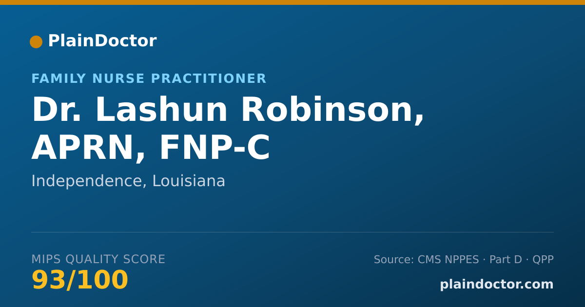 Shareable card for Lashun Robinson, APRN, FNP-C - Family Nurse Practitioner, Independence, LA