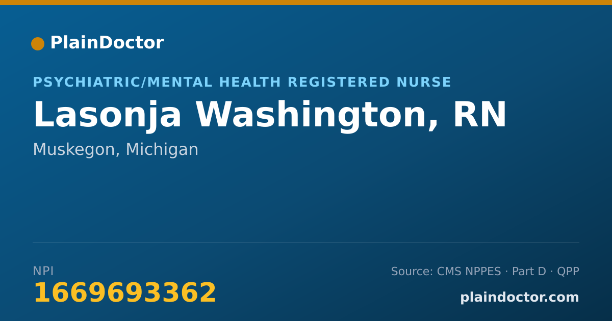 Shareable card for Lasonja Washington, RN - Psychiatric/Mental Health Registered Nurse, Muskegon, MI