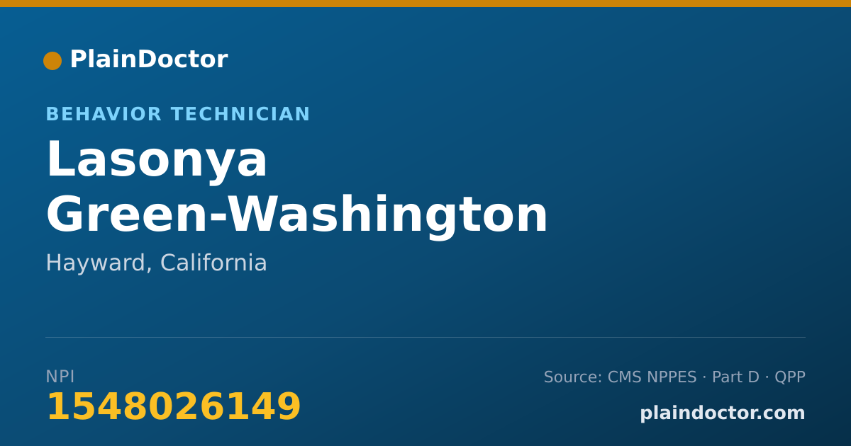 Shareable card for Lasonya Green-Washington - Behavior Technician, Hayward, CA