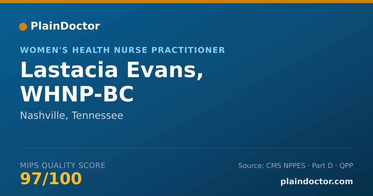 Shareable card for Lastacia Evans, WHNP-BC - Women's Health Nurse Practitioner, Nashville, TN