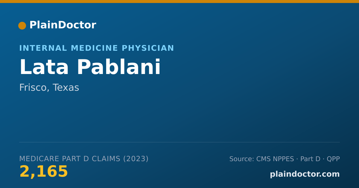 Shareable card for Lata Pablani - Internal Medicine Physician, Frisco, TX