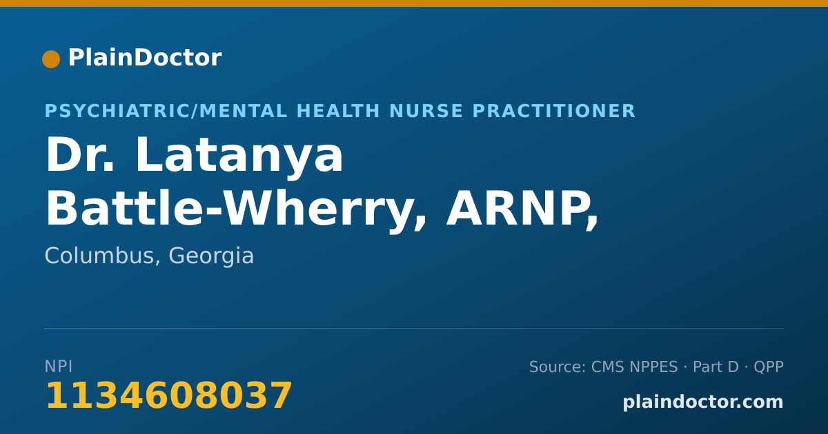 Shareable card for Latanya Battle-Wherry, ARNP, PMHNP - Psychiatric/Mental Health Nurse Practitioner, Columbus, GA