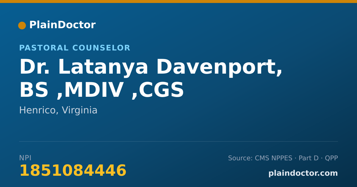 Shareable card for Latanya Davenport, BS ,MDIV ,CGS - Pastoral Counselor, Henrico, VA