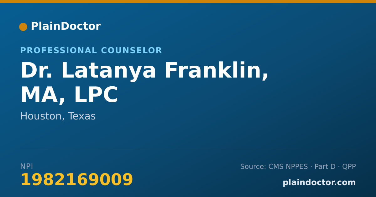 Shareable card for Latanya Franklin, MA, LPC - Professional Counselor, Houston, TX
