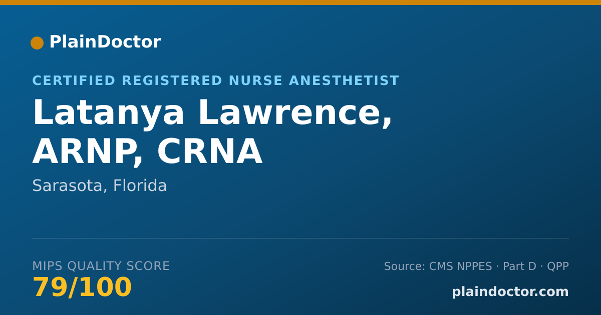 Shareable card for Latanya Lawrence, ARNP, CRNA - Certified Registered Nurse Anesthetist, Sarasota, FL