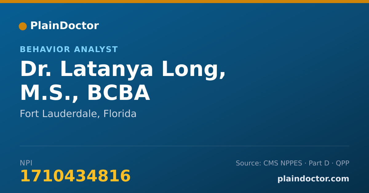 Shareable card for Latanya Long, M.S., BCBA - Behavior Analyst, Fort Lauderdale, FL