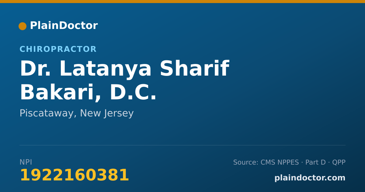 Shareable card for Latanya Sharif Bakari, D.C. - Chiropractor, Piscataway, NJ