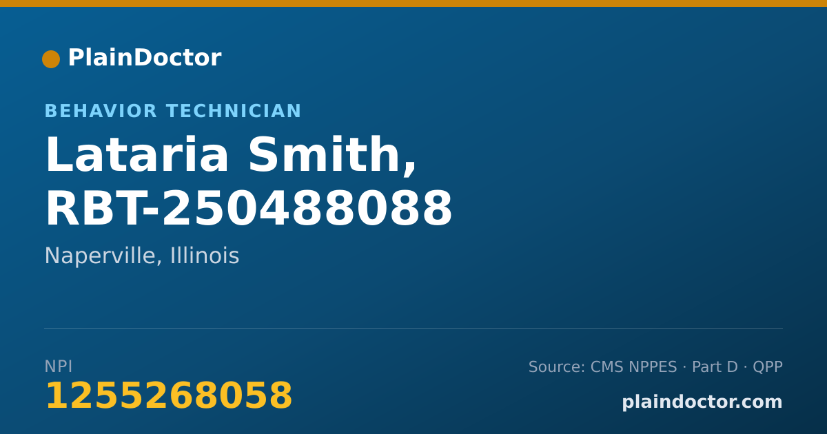 Shareable card for Lataria Smith, RBT-250488088 - Behavior Technician, Naperville, IL