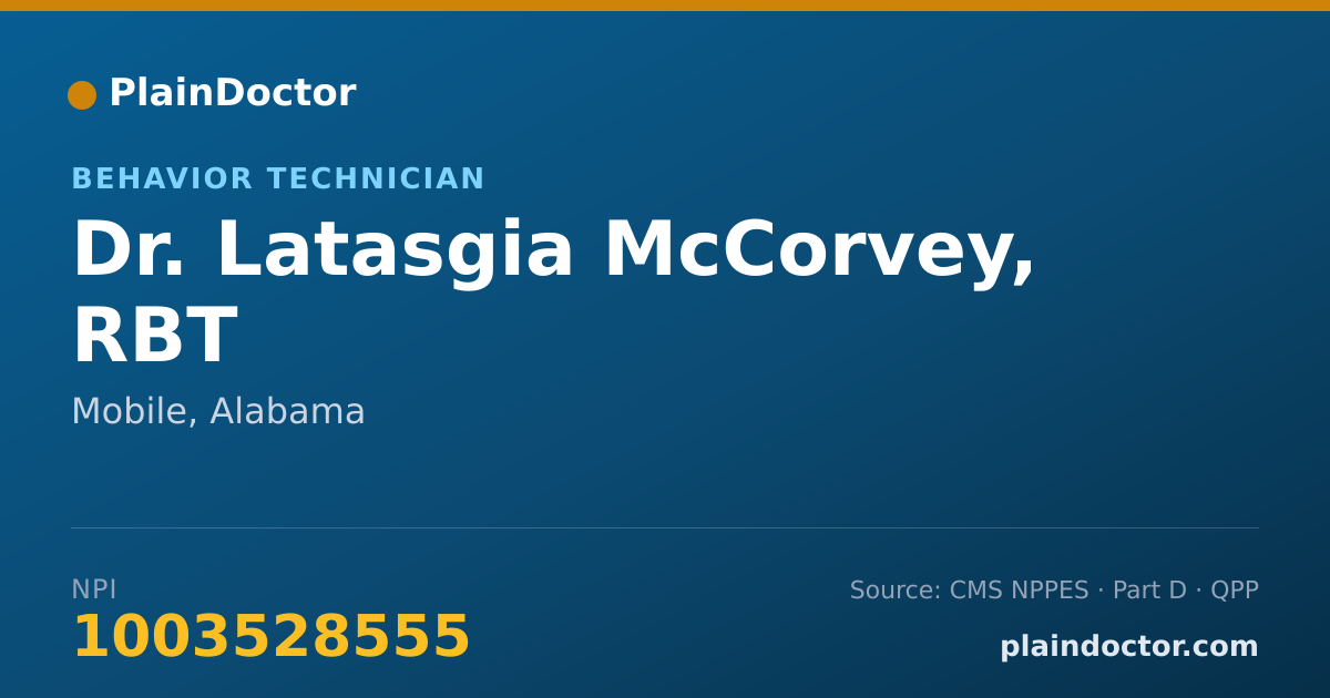 Shareable card for Latasgia McCorvey, RBT - Behavior Technician, Mobile, AL