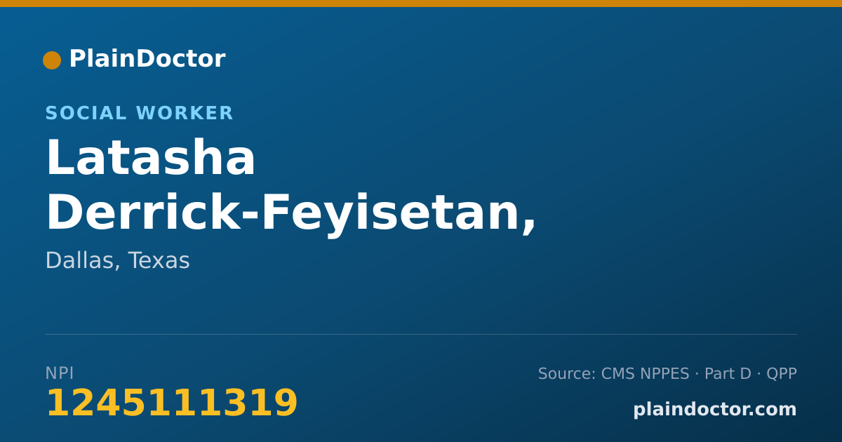 Shareable card for Latasha Derrick-Feyisetan, LMSW - Social Worker, Dallas, TX