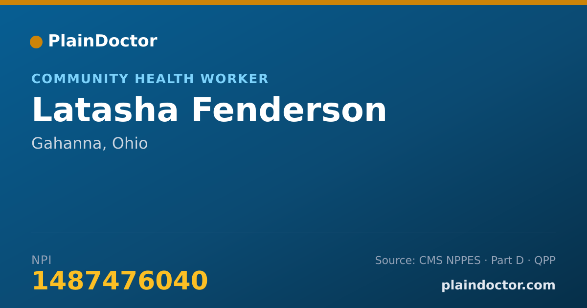 Shareable card for Latasha Fenderson - Community Health Worker, Gahanna, OH