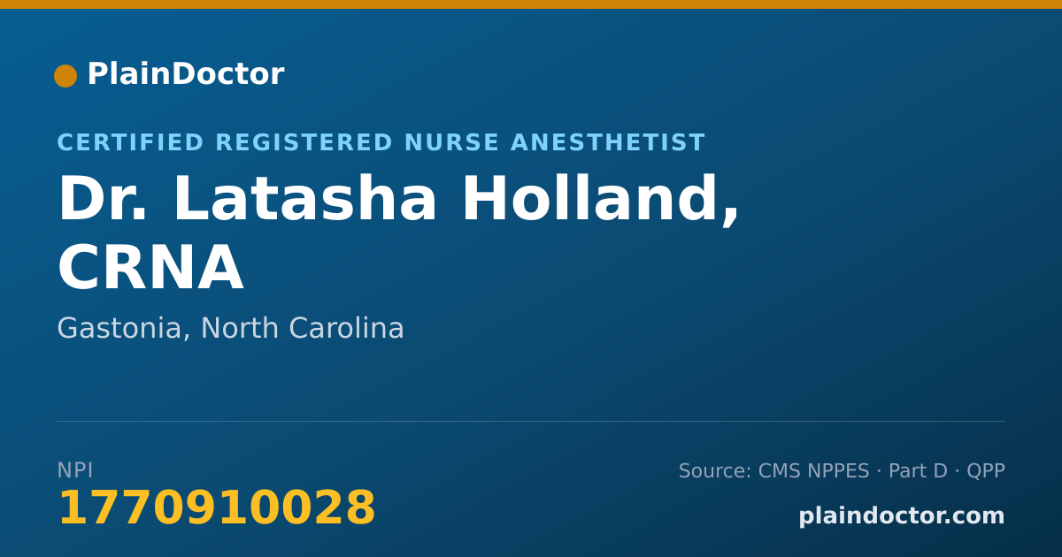 Shareable card for Latasha Holland, CRNA - Certified Registered Nurse Anesthetist, Gastonia, NC