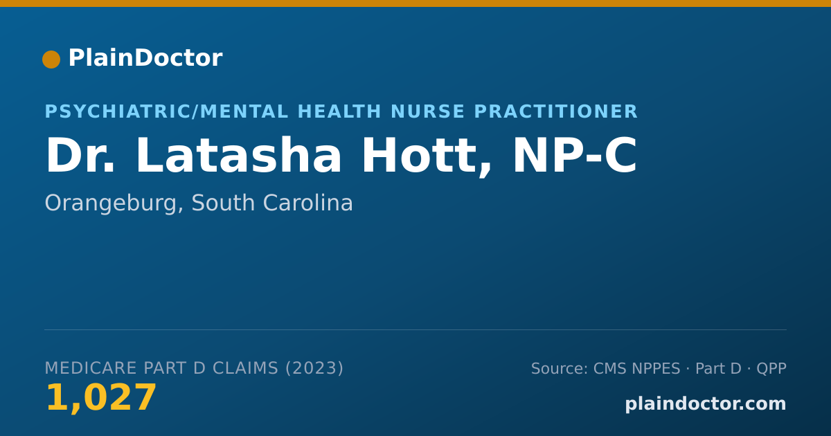 Shareable card for Latasha Hott, NP-C - Psychiatric/Mental Health Nurse Practitioner, Orangeburg, SC