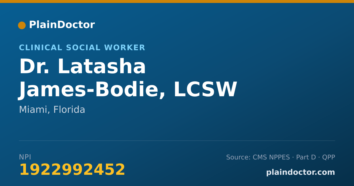 Shareable card for Latasha James-Bodie, LCSW - Clinical Social Worker, Miami, FL