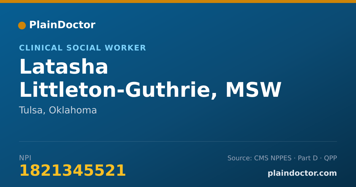 Shareable card for Latasha Littleton-Guthrie, MSW - Clinical Social Worker, Tulsa, OK