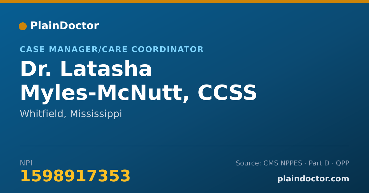 Shareable card for Latasha Myles-McNutt, CCSS - Case Manager/Care Coordinator, Whitfield, MS