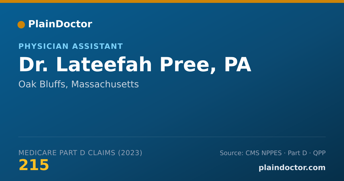 Shareable card for Lateefah Pree, PA - Physician Assistant, Oak Bluffs, MA