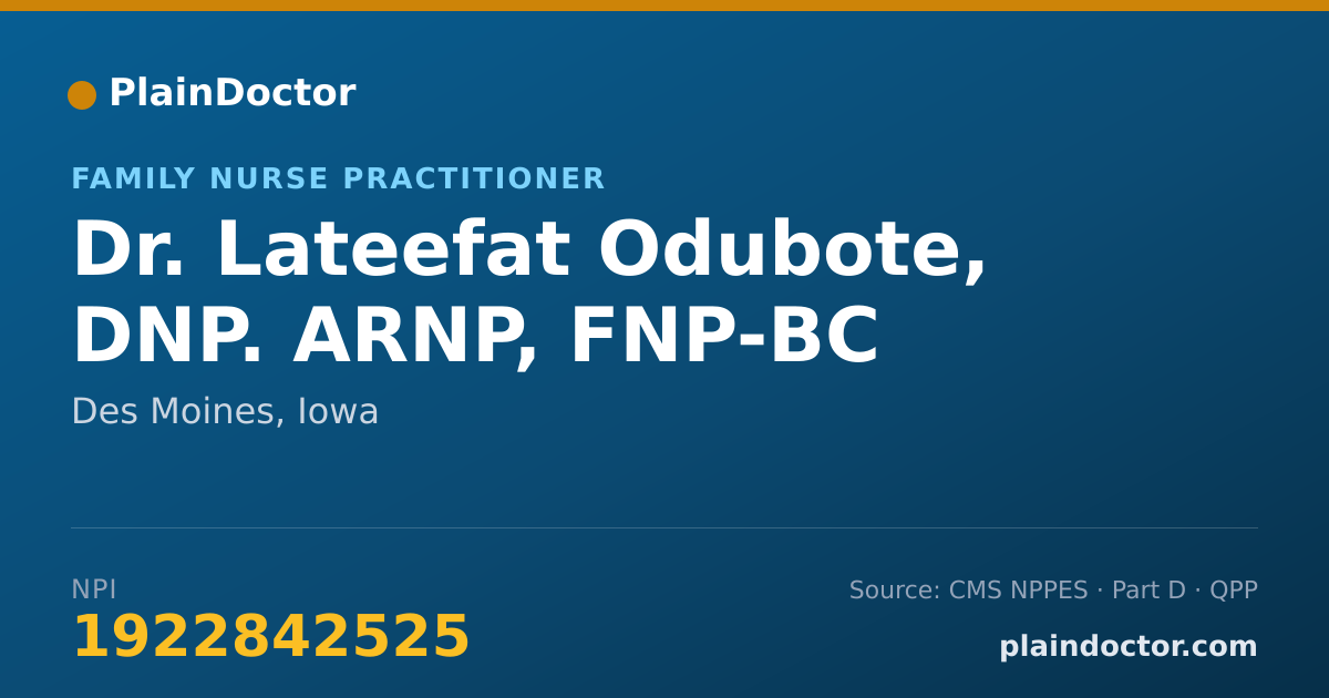 Shareable card for Lateefat Odubote, DNP. ARNP, FNP-BC - Family Nurse Practitioner, Des Moines, IA