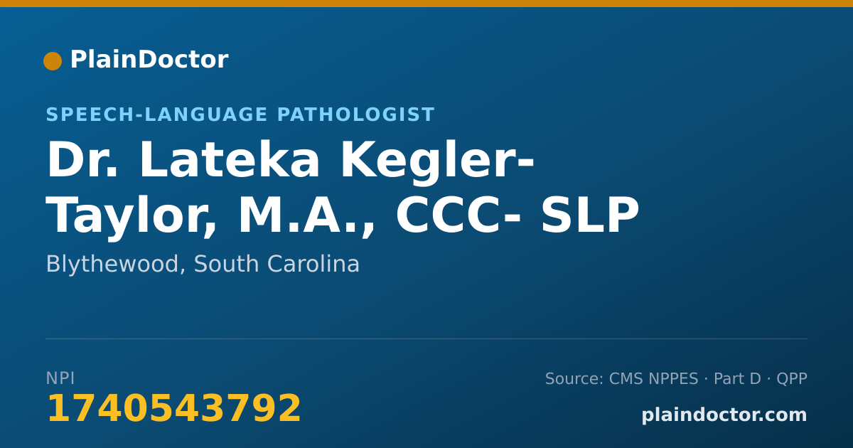 Shareable card for Lateka Kegler- Taylor, M.A., CCC- SLP - Speech-Language Pathologist, Blythewood, SC