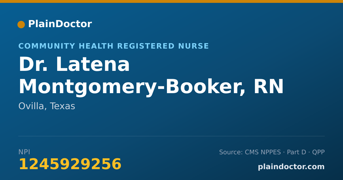 Shareable card for Latena Montgomery-Booker, RN - Community Health Registered Nurse, Ovilla, TX