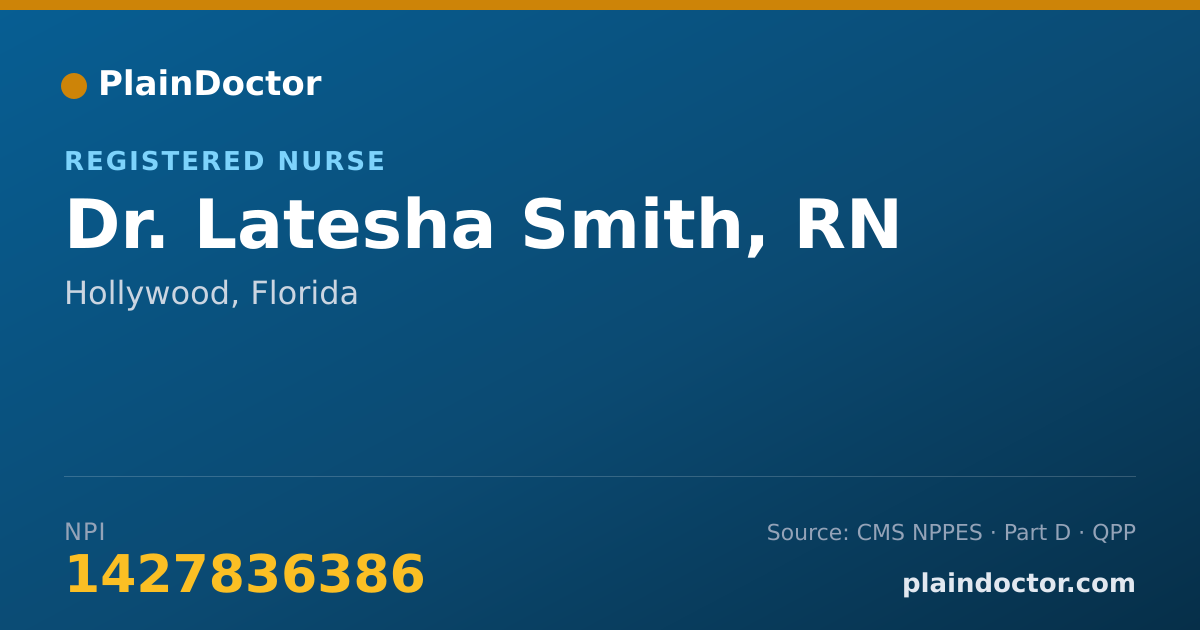 Shareable card for Latesha Smith, RN - Registered Nurse, Hollywood, FL