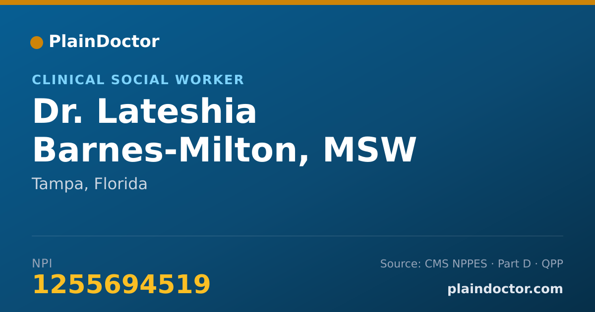 Shareable card for Lateshia Barnes-Milton, MSW - Clinical Social Worker, Tampa, FL