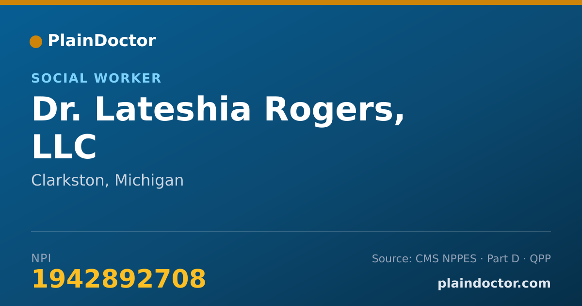 Shareable card for Lateshia Rogers, LLC - Social Worker, Clarkston, MI