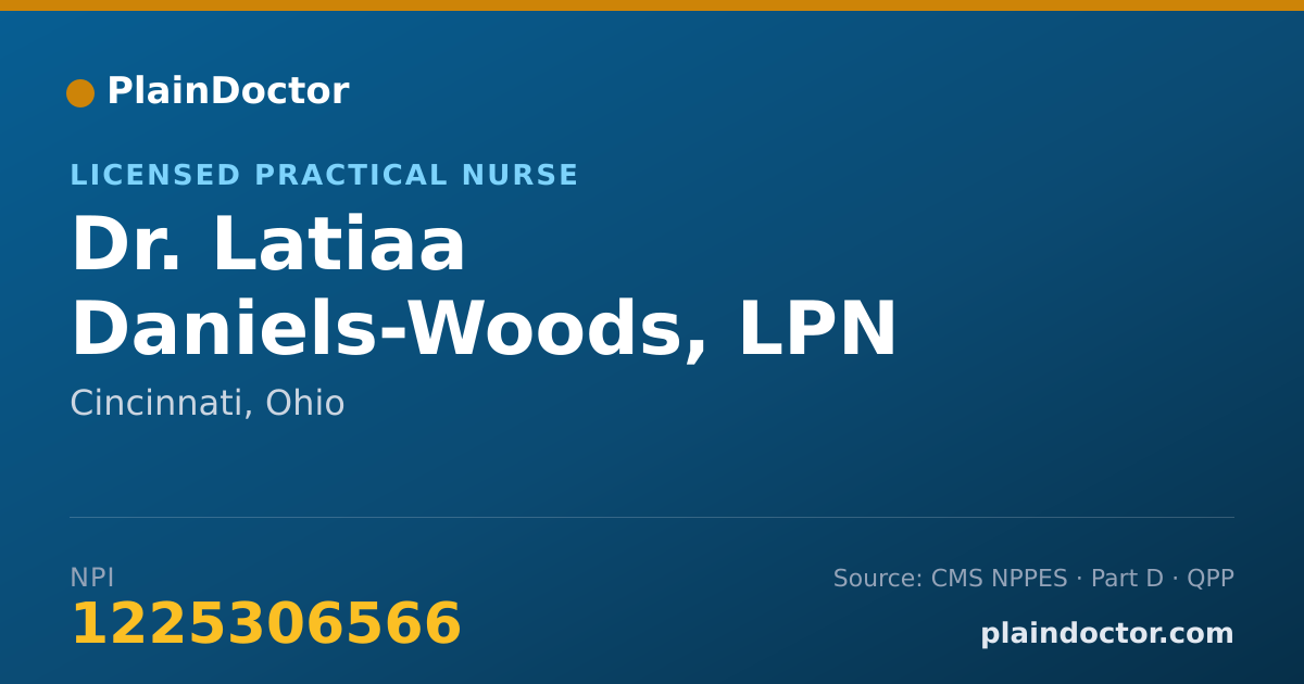 Shareable card for Latiaa Daniels-Woods, LPN - Licensed Practical Nurse, Cincinnati, OH