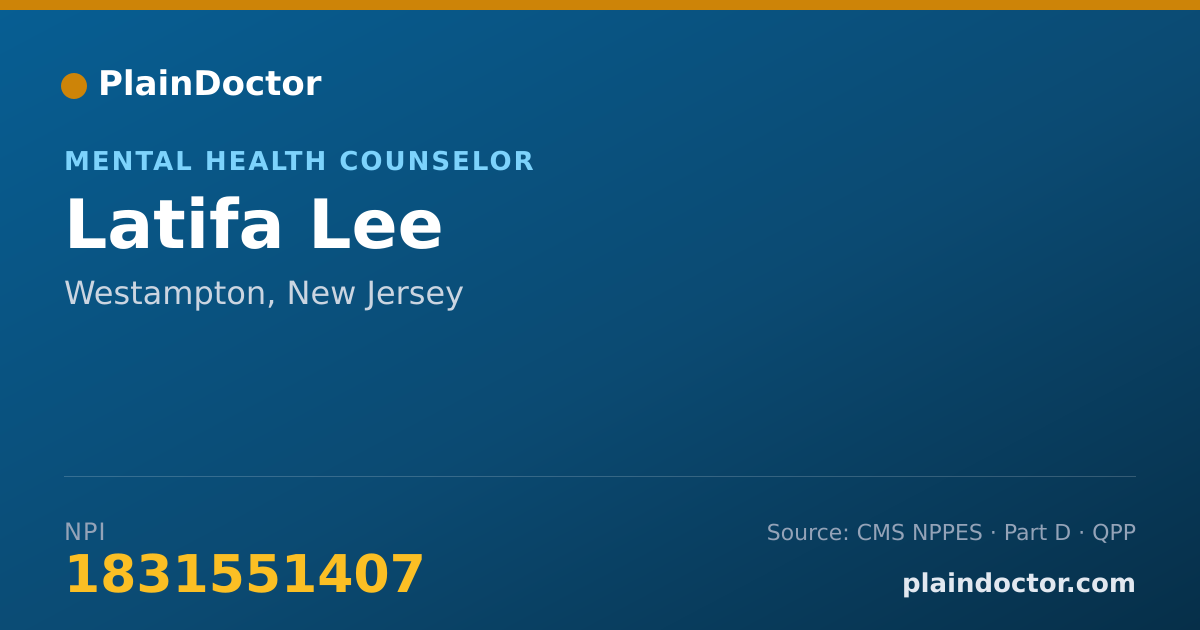 Shareable card for Latifa Lee - Mental Health Counselor, Westampton, NJ
