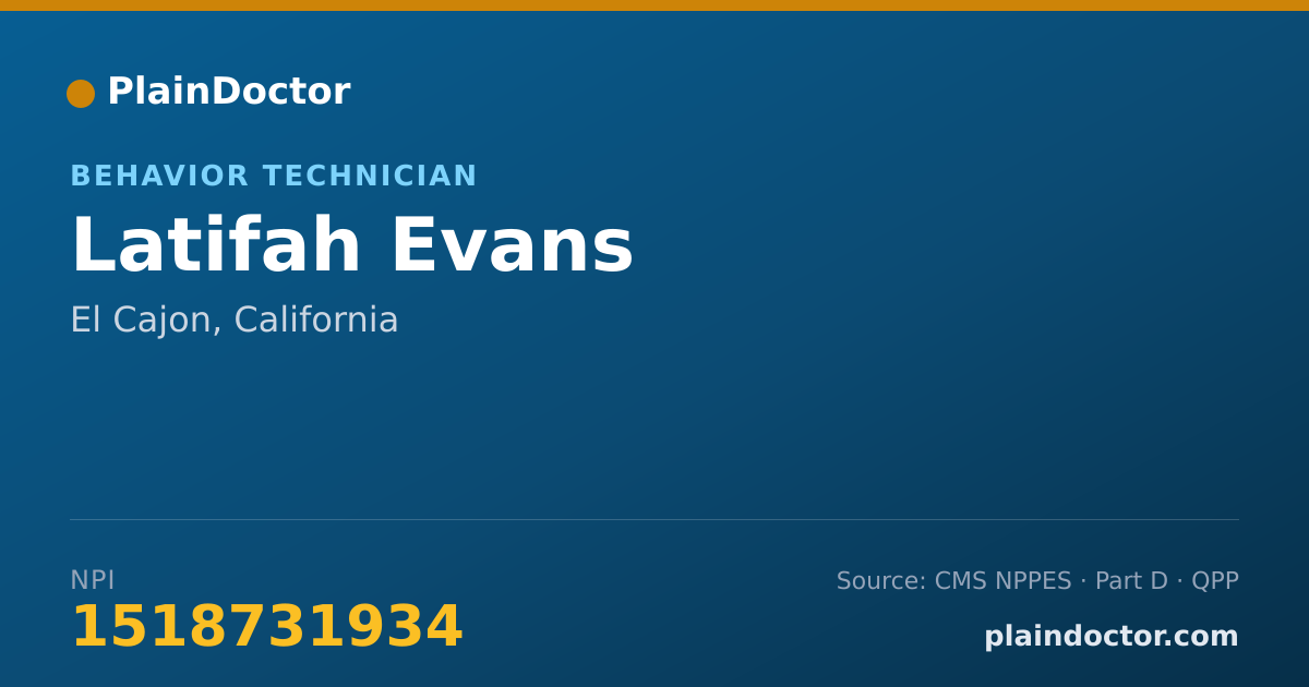 Shareable card for Latifah Evans - Behavior Technician, El Cajon, CA