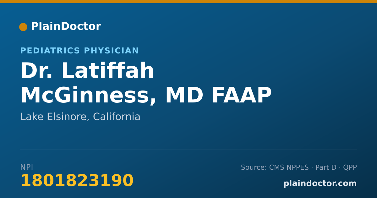 Shareable card for Latiffah McGinness, MD FAAP MBBS - Pediatrics Physician, Lake Elsinore, CA