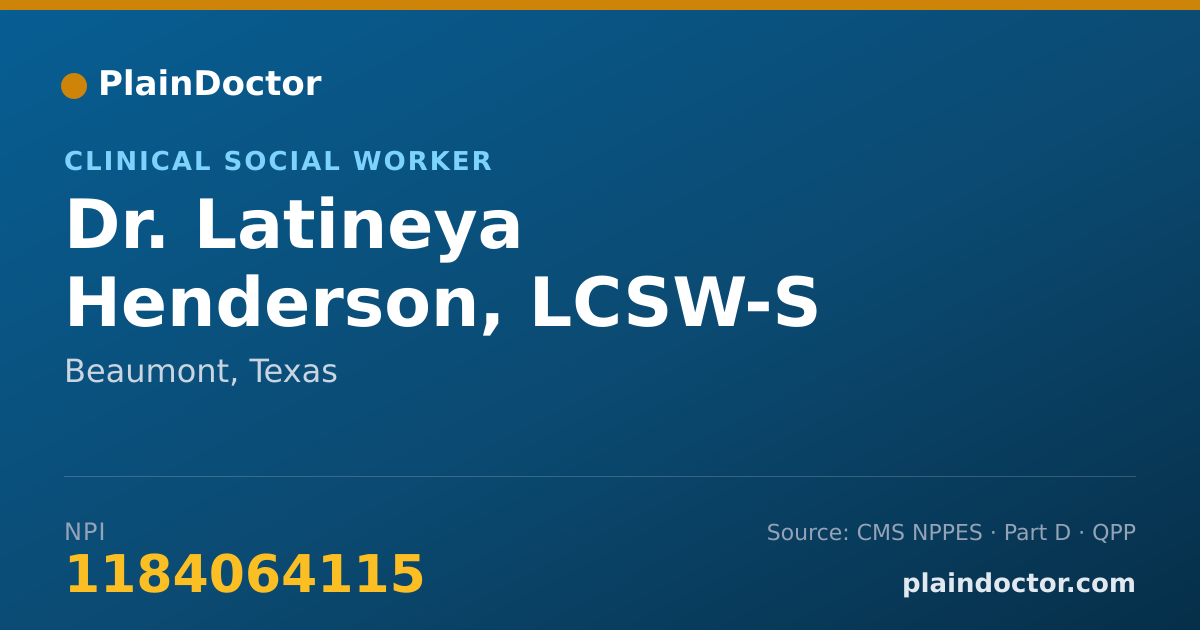 Shareable card for Latineya Henderson, LCSW-S - Clinical Social Worker, Beaumont, TX