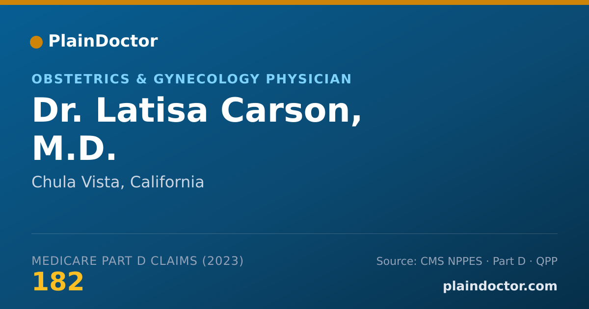 Shareable card for Latisa Carson, M.D. - Obstetrics & Gynecology Physician, Chula Vista, CA