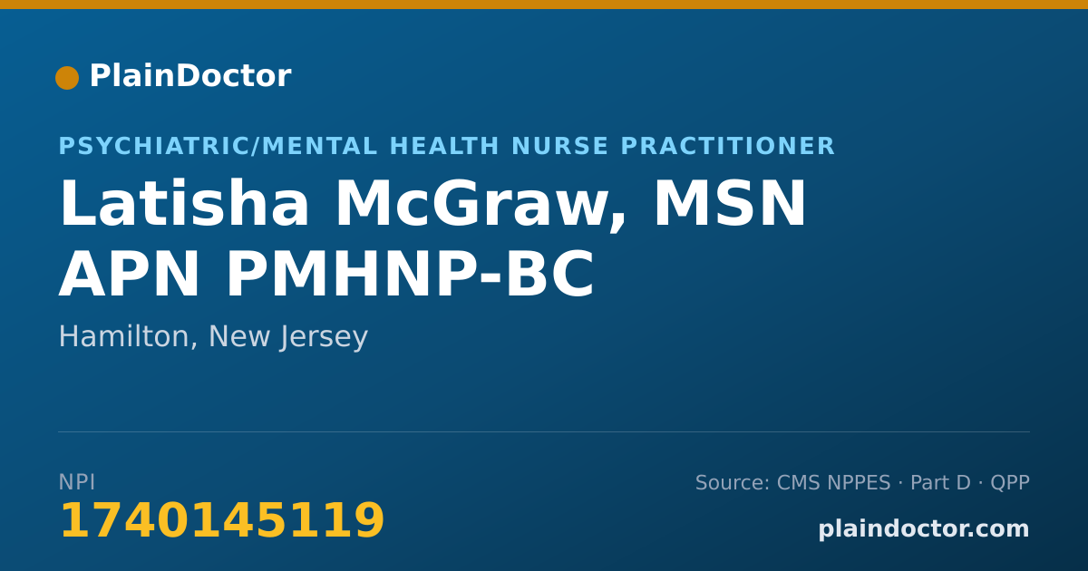 Shareable card for Latisha McGraw, APN - Psychiatric/Mental Health Nurse Practitioner, Willingboro, NJ