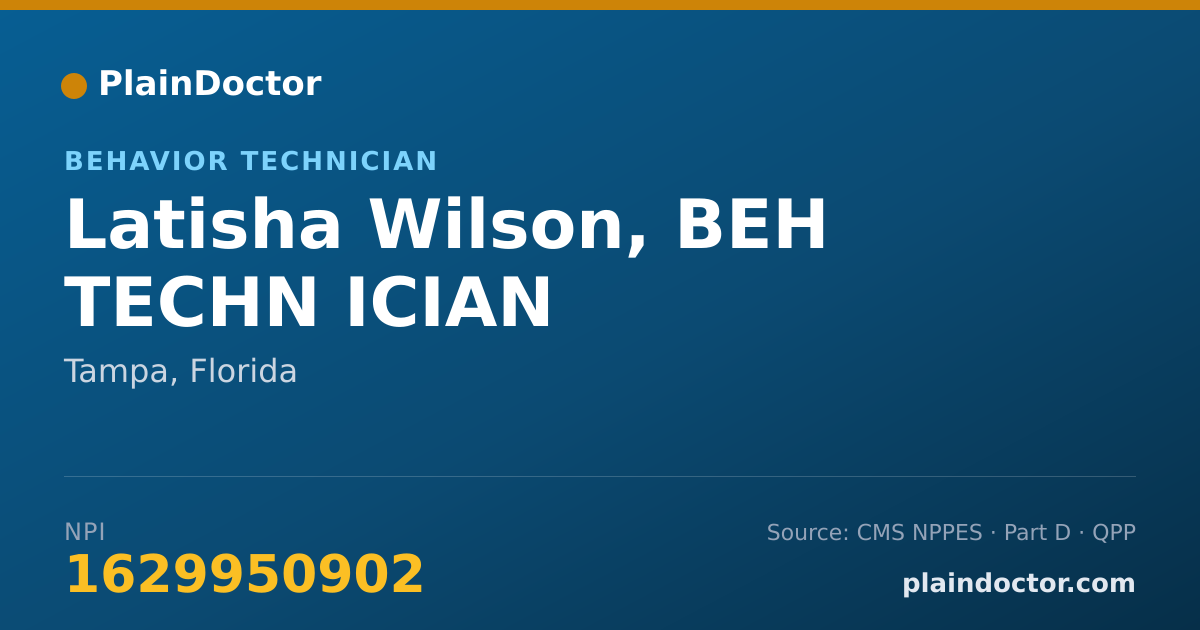 Shareable card for Latisha Wilson, BEH TECHN ICIAN - Behavior Technician, Tampa, FL