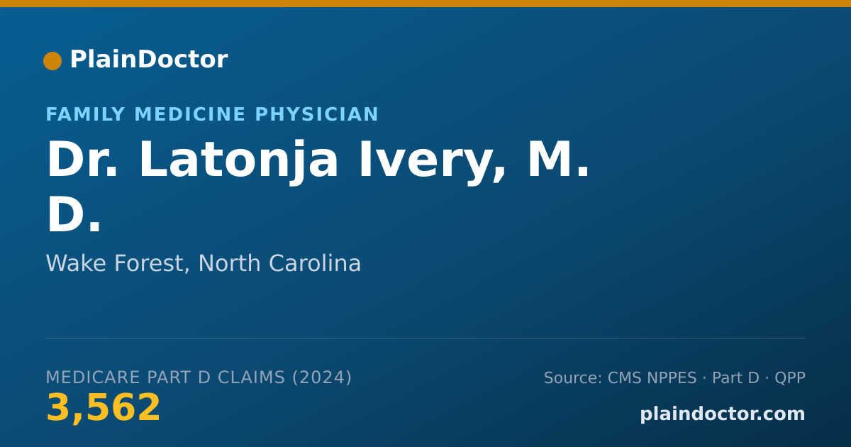 Shareable card for Latonja Ivery, M. D. - Family Medicine Physician, Wake Forest, NC