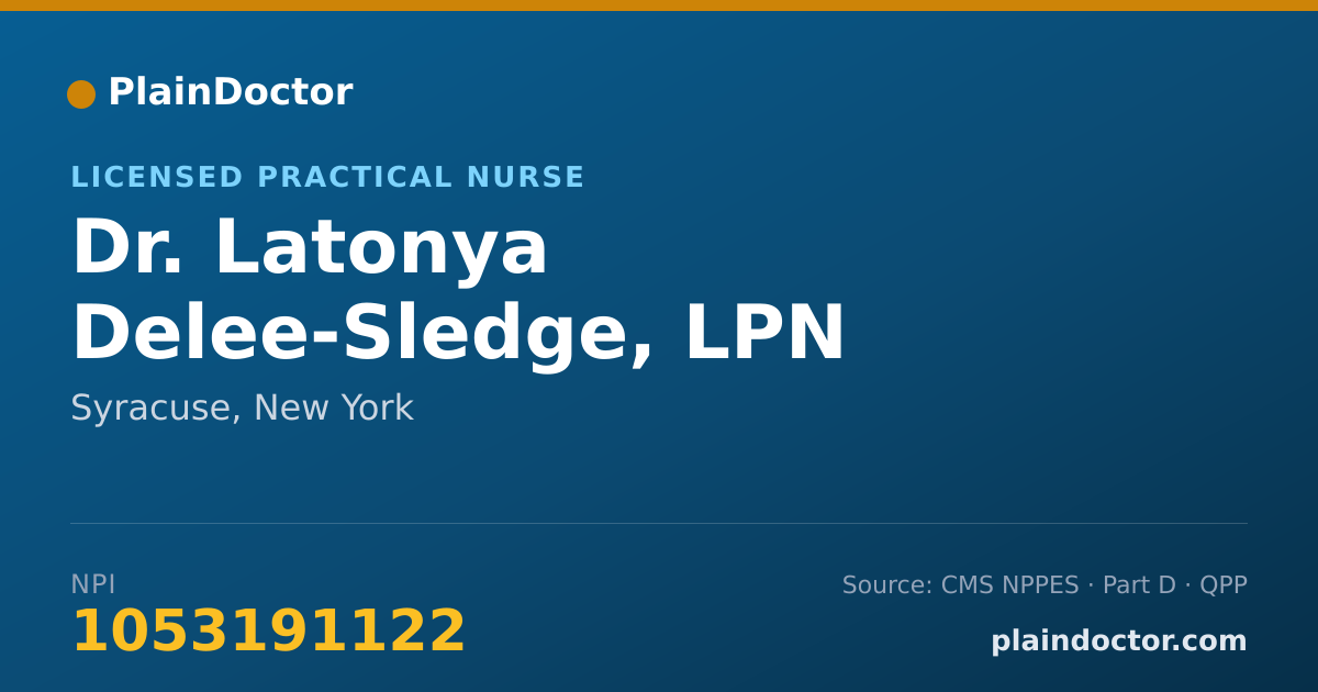 Shareable card for Latonya Delee-Sledge, LPN - Licensed Practical Nurse, Syracuse, NY