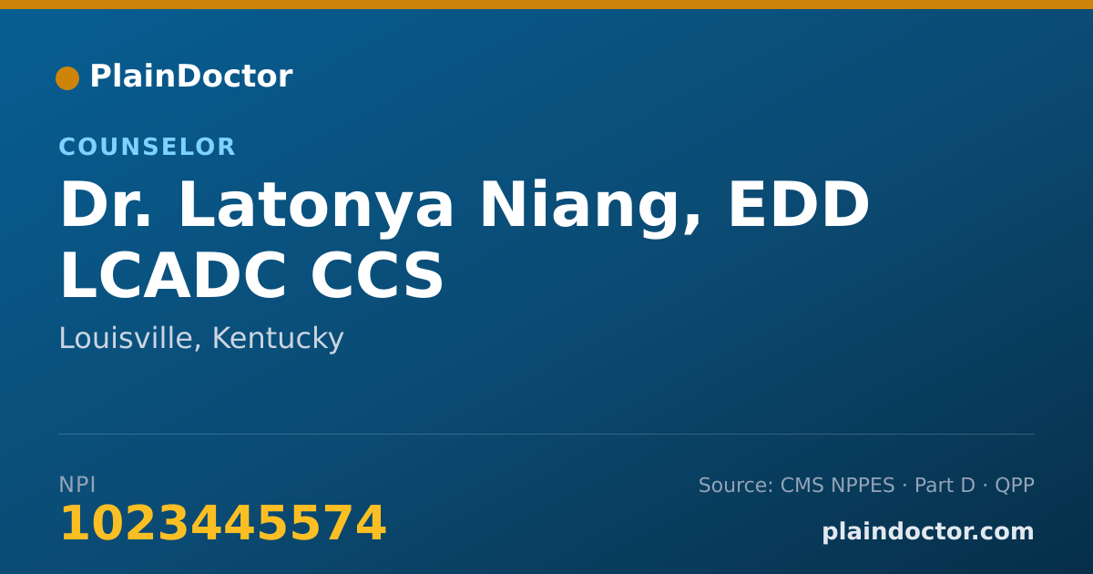 Shareable card for Latonya Niang, EDD LCADC CCS - Counselor, Louisville, KY