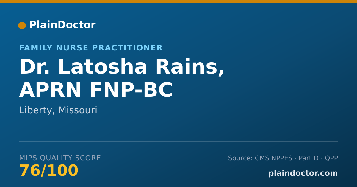 Shareable card for Latosha Rains, APRN  FNP-BC - Family Nurse Practitioner, Liberty, MO