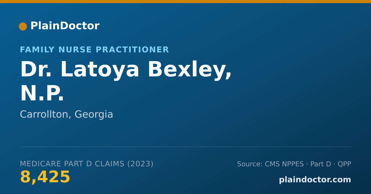 Shareable card for Latoya Bexley, N.P. - Family Nurse Practitioner, Carrollton, GA
